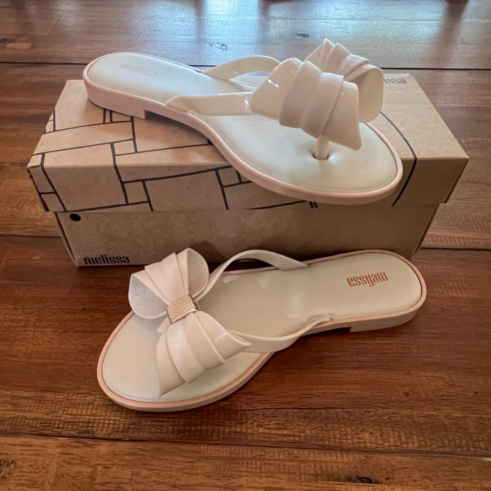 Melissa - Cream Bow Sandals